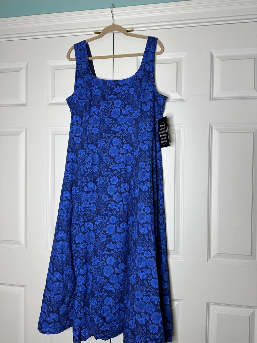 Hyacinth House Cobalt Blue Dahlia Floral Catie Dress SzXL New - Picture 6 of 10